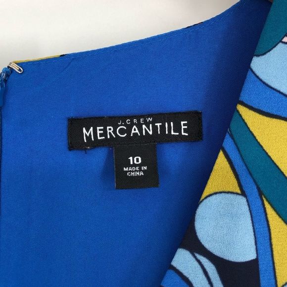 J. Crew Blue Floral Tropical Paradise Floral Short Sleeve Faux Wrap Dress sz 10 - Picture 11 of 15